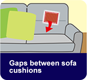 Gaps between sofa cushions