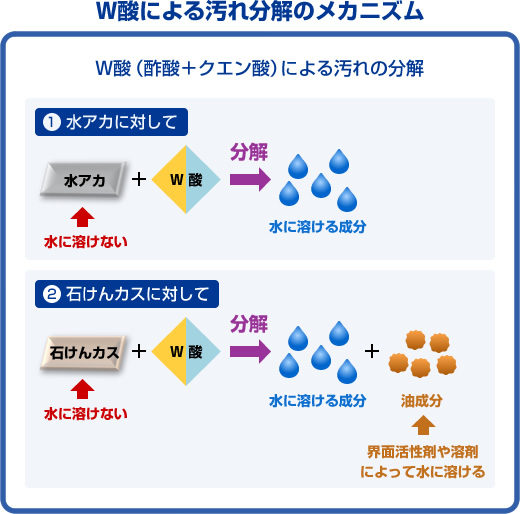 W酸による汚れ分解のメカニズム